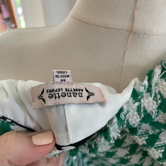 Nanette Lepore Green Houndstooth Jacket EUC Medium - Picture 9 of 9